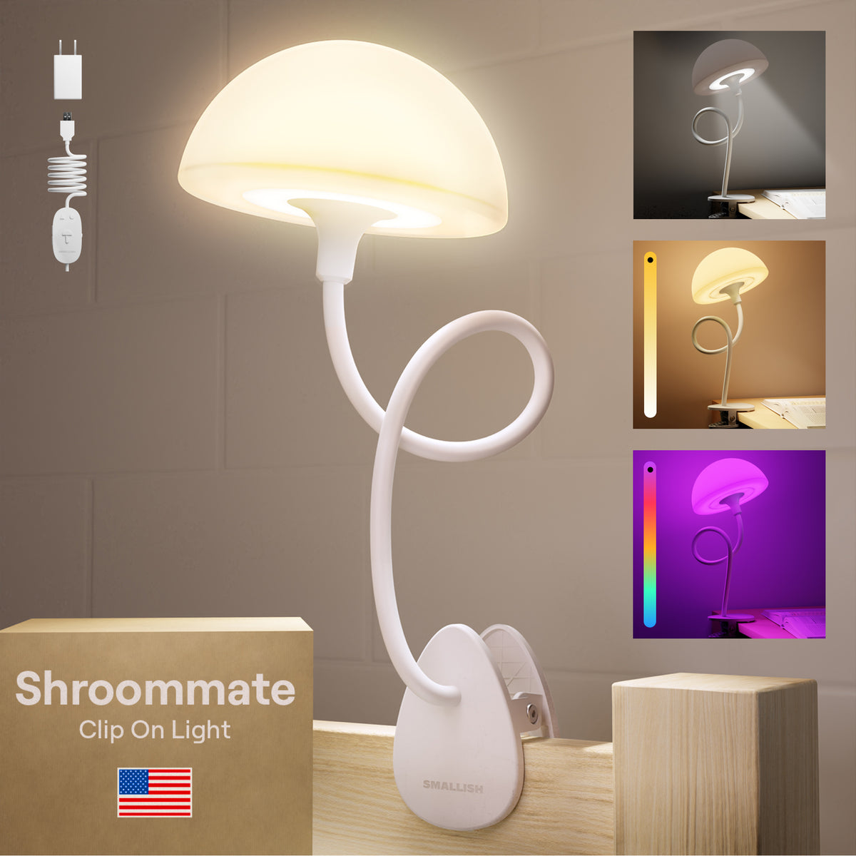 Shroommate Clip On Light- White