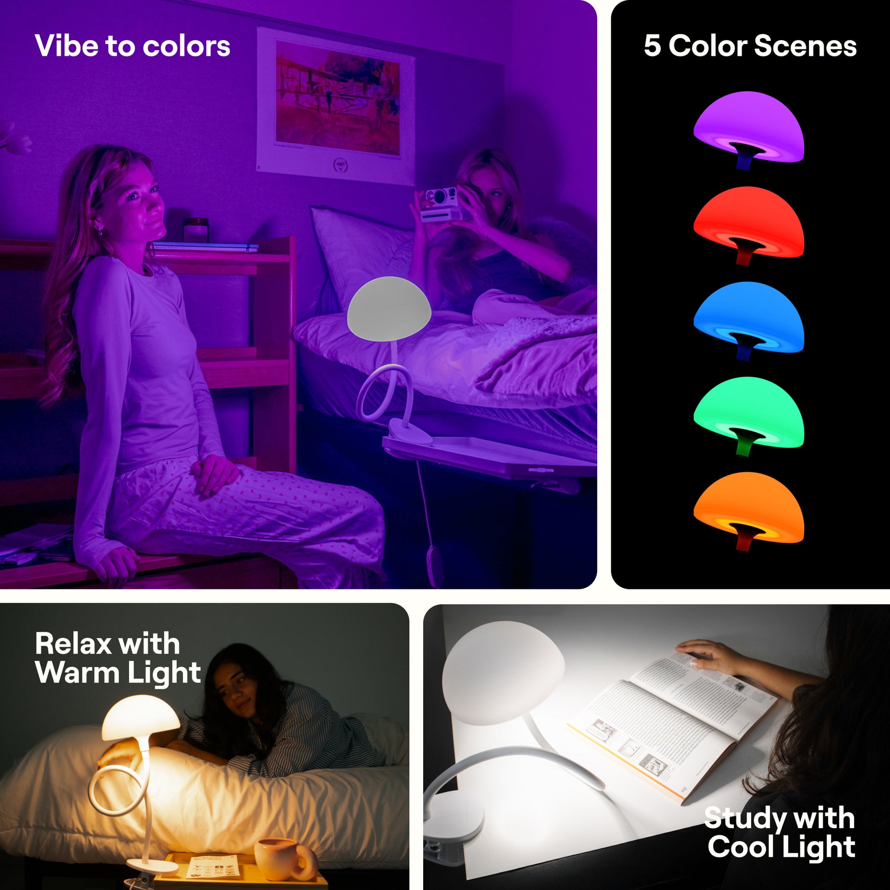 Shroommate - 3 in 1 Clip On Light and Bedside Table Lamp