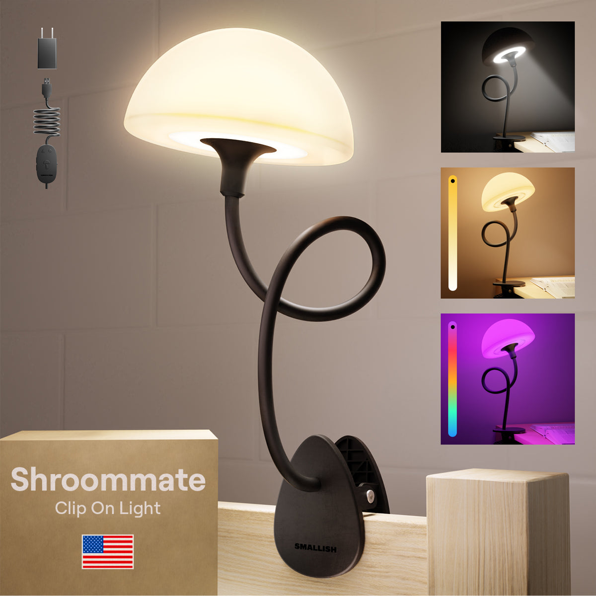 Shroommate Clip On Light- Black