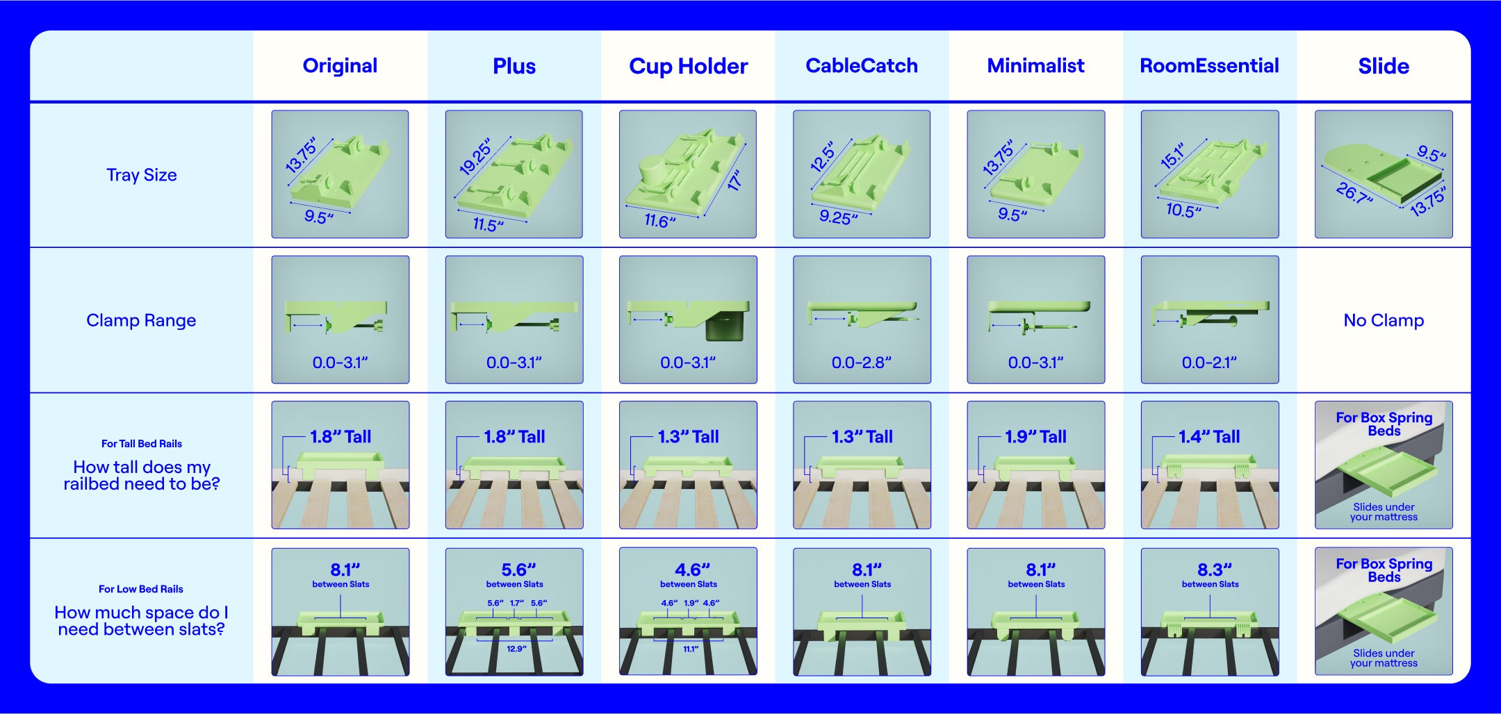 Product Dimension Chart